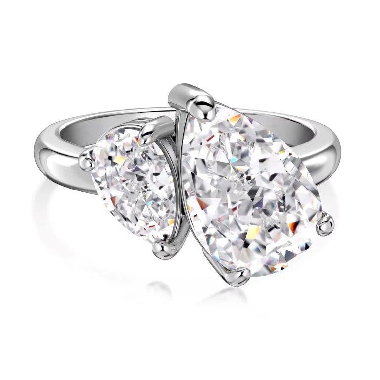 3ct Pear Cut Simulated Diamond 925 Sterling Silver Ring - Size 7
