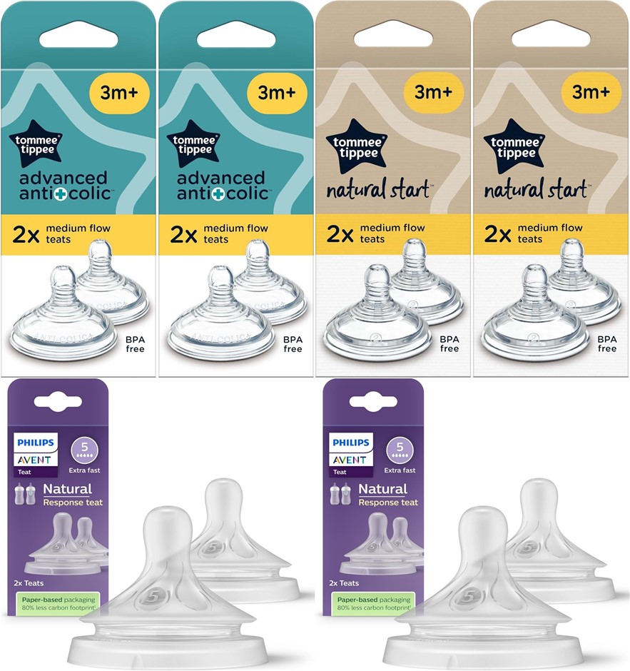 Baby Bottle Teat Bundle – TOMMEE TIPPEE Anti-Colic Medium Flow Teats 3+ Mon