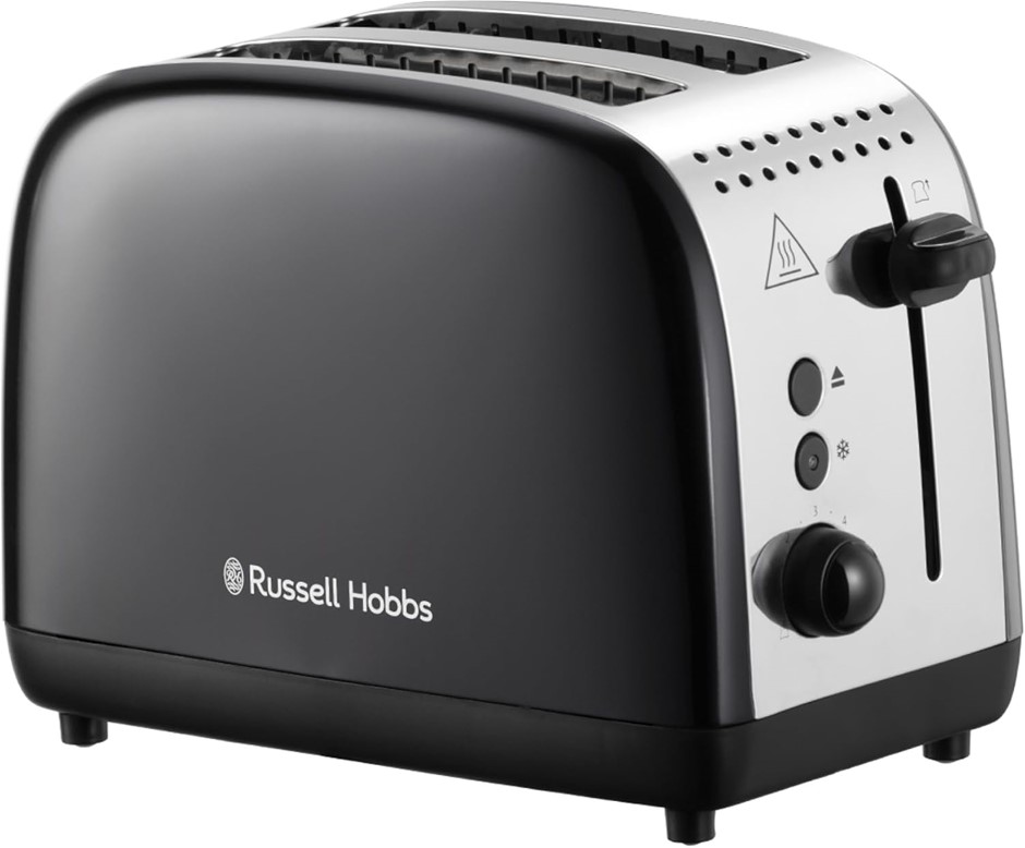 RUSSELL HOBBS Colours Plus 2 Slice Toaster, Black, RHT2655BLK.
