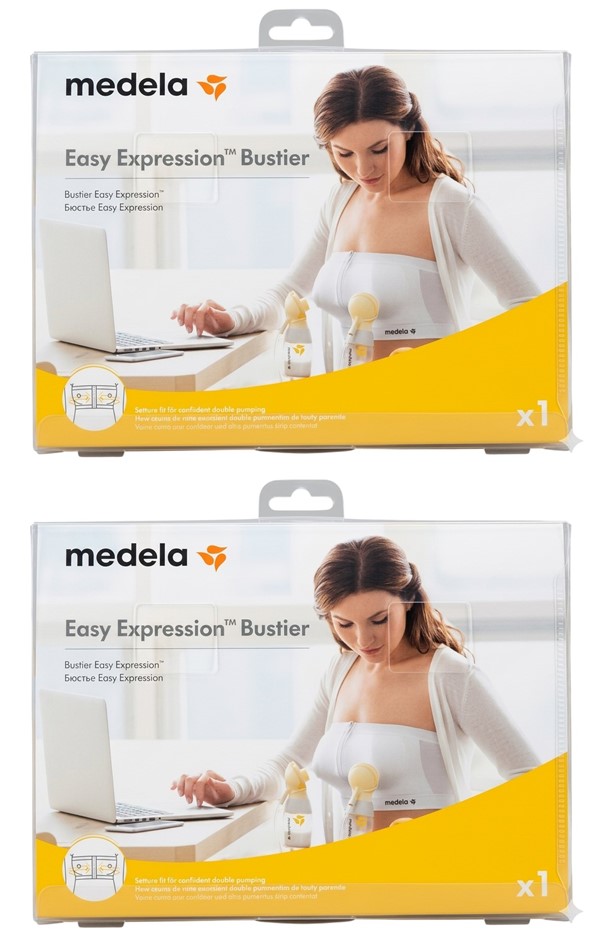 MEDELA Easy Expression Bustier, Hands-Free Pumping Bras, White: Sizes: Medi