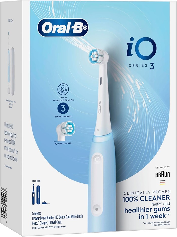 ORAL-B iO Series 3 Electric Toothbrush, Ice Blue.