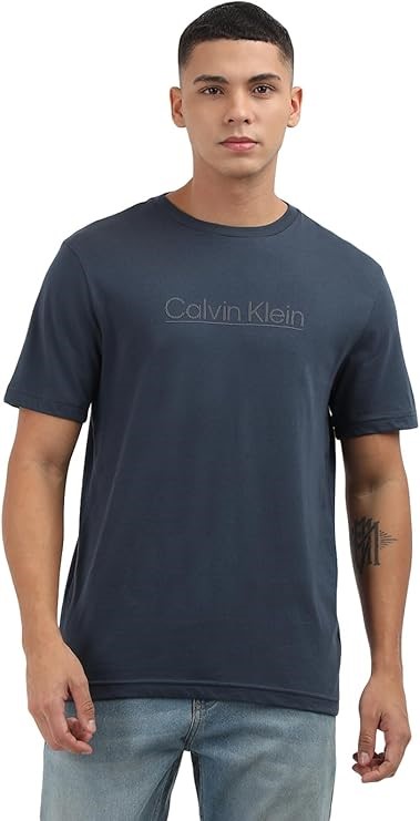 CALVIN KLEIN Men's Raised Line Logo T-Shirt, Size L, Ink, K10K113587PPK. RR