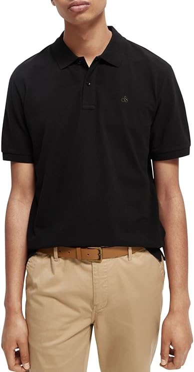 SCOTCH & SODA Men's Organic Cotton Classic Polo Shirt, Size S, Black, 16532