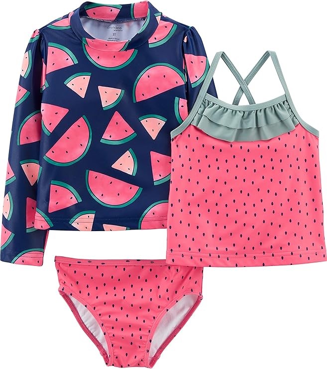 3pcs x SIMPLE JOYS BY CARTER'S Girls' Assorted Rashguard Sets, Size 3T, Wa