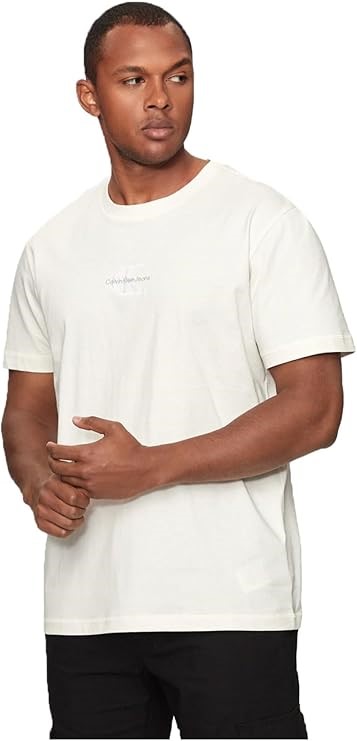 CALVIN KLEIN Men's Monogram T-Shirt, Medium, Ivory, J30J325649. RRP: $59.95