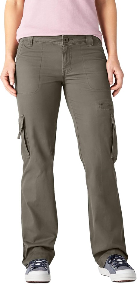 DICKIES Women's Relaxed Cargo Pant, Size 10, Rinsed Grape Leaf Green, FP777