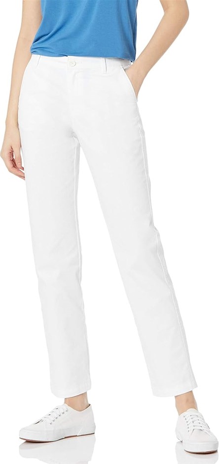 AMAZON ESSENTIALS Women's Classic Straight-Fit Stretch Twill Chino Pant, Br