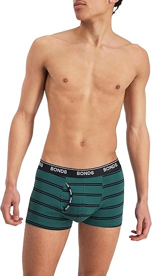 2 x BONDS Men's Underwear Cotton Blend Guyfront Trunk, Large, Stripe 2V2, M