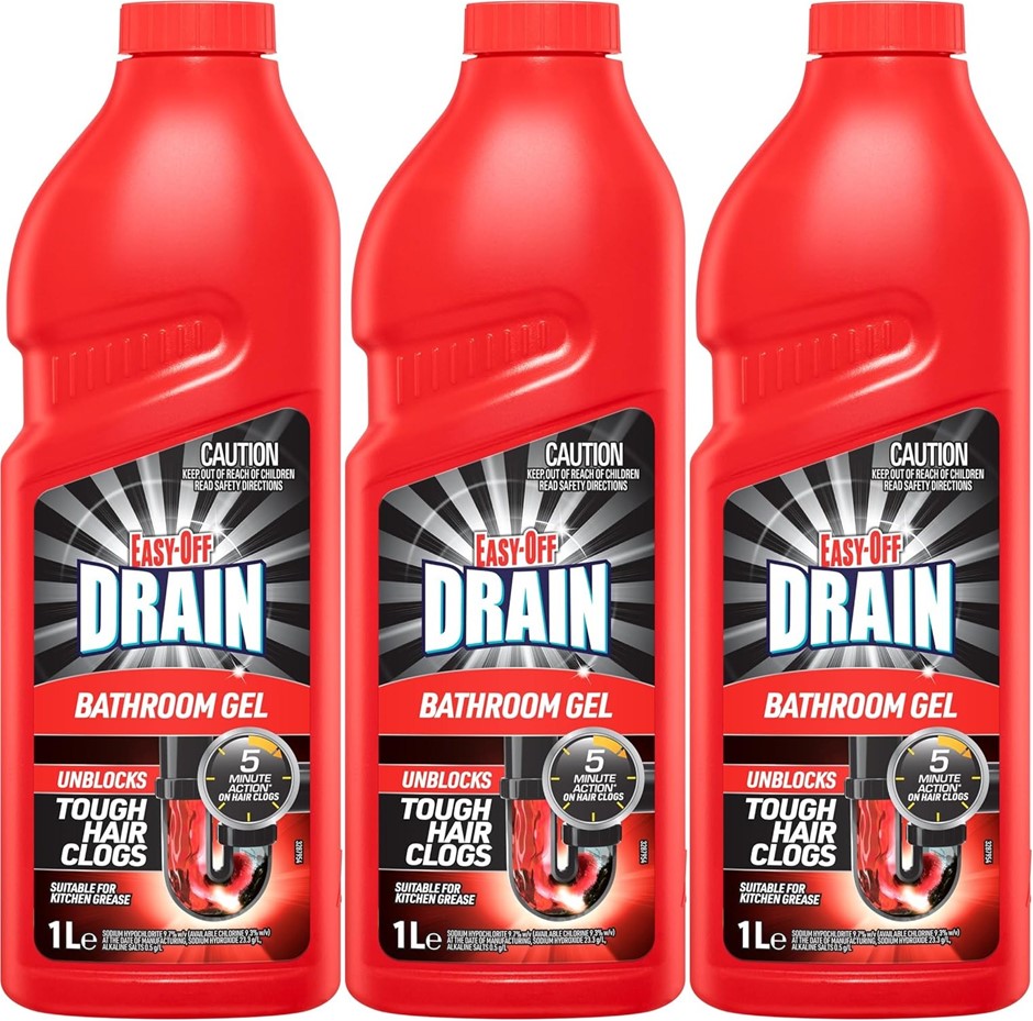 3 x EASY OFF Turbo Gel Drain Cleaner 1 Litre