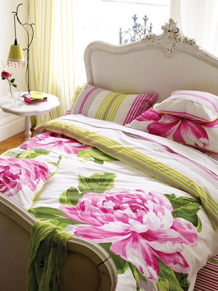 Super King Pink Peony Charlottenberg Quilt Cover Set Auction (0005