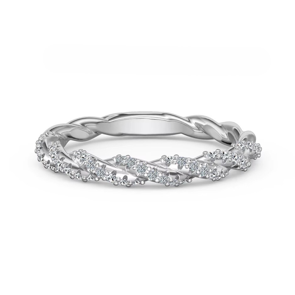 0.245ct GRA Certified Moissanite 925 Silver Swirl Band Ring - Size 7