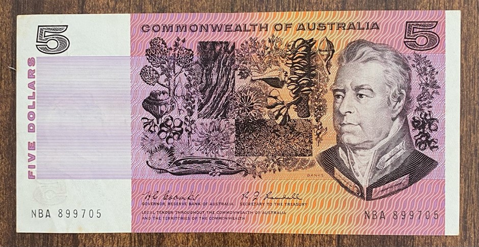 Complete set of rare Coombs / Randal  signature banknote