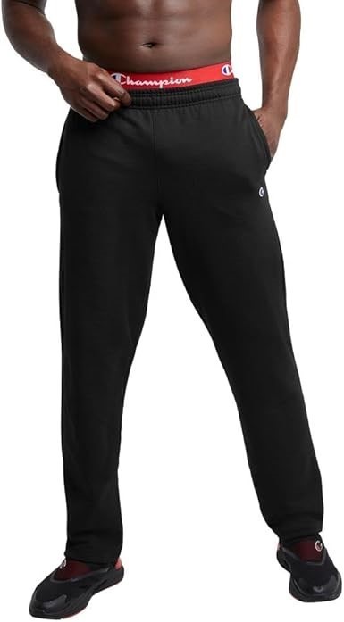CHAMPION Men's Powerblend Open Bottom Fleece Pant, Size 2XL, Black, P0893.