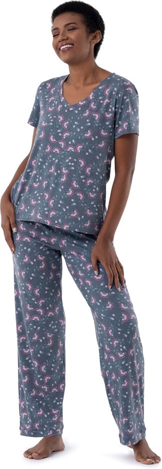 2pcs x FRUIT OF THE LOOM Women's Short Sleeve Tee and Pant Sleep Pajama Set