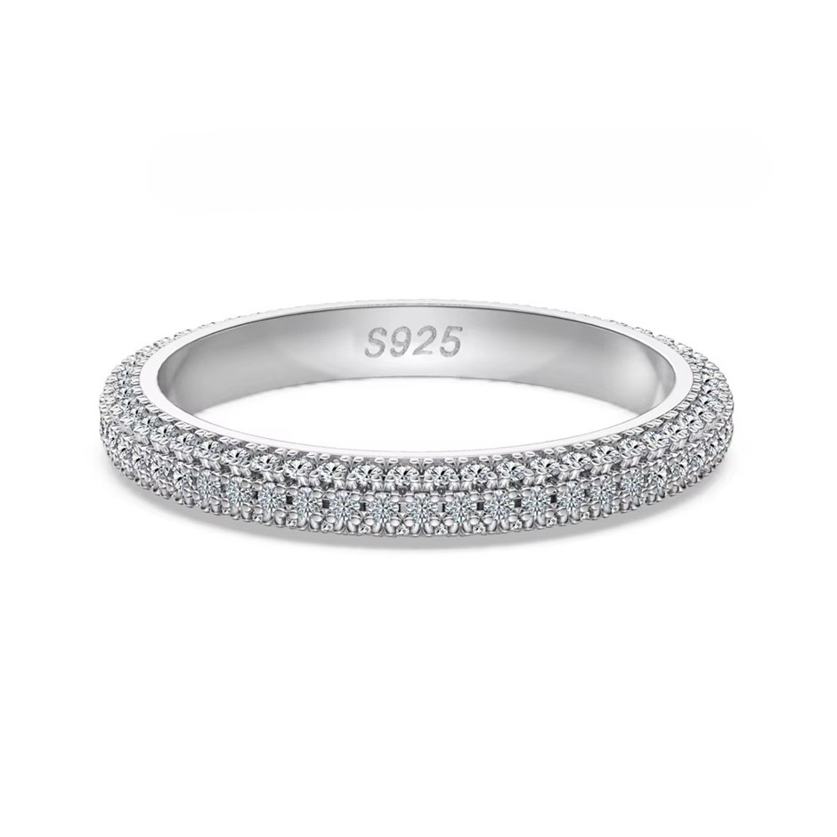0.735ct GRA Certified Moissanite 925 Sterling Silver Band Ring - Size 6