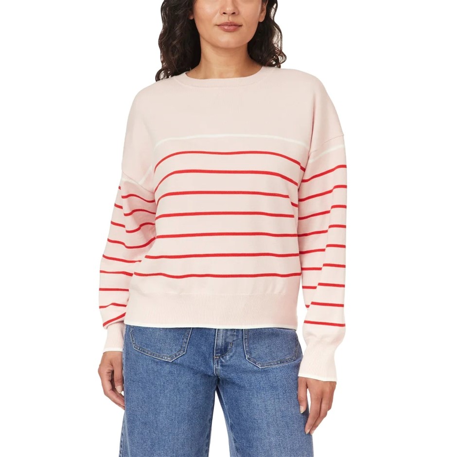 C&C CALIFORNIA Women's Sweater, Size L, Pink Stripe. Buyers Note - Discoun