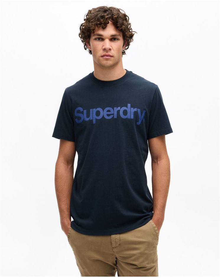 SUPERDRY Tonal Logo Tee, Size XS, 100% Cotton, Eclipse Navy (FYI), SM63ST1A