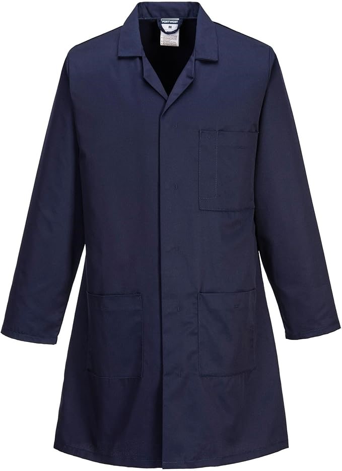 PORTWEST 2852 Standard Lab Coat Hard Wearing Workwear Lab Coat Navy, Large,