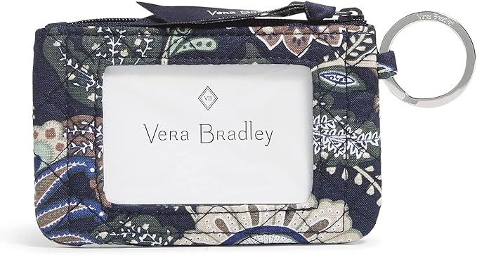 VERA BRADLEY Cotton Zip ID Case, Java Navy Camo, 28426-11940. Buyers Note