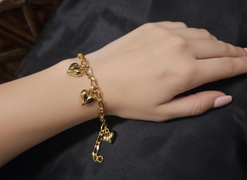 18K/Italy Yellow Gold Filled bracelet(stamped)Warranty Quality-Bonus Gift
