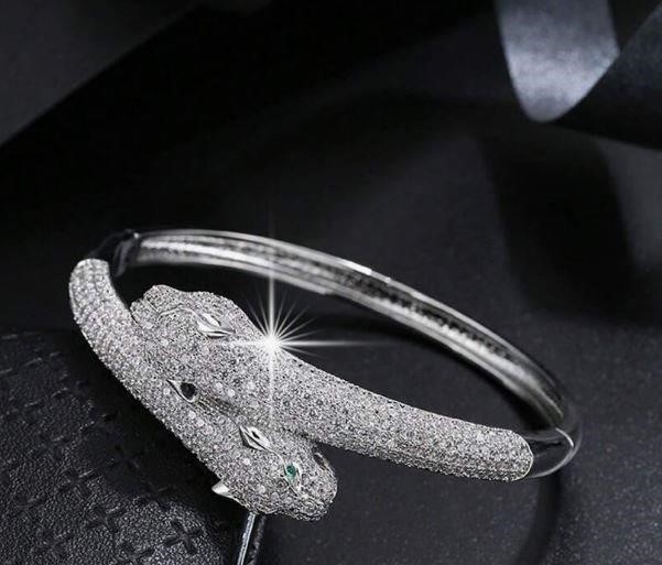 Set 18K/Italy Stamped White Gold Filled Dragon Bangle & Ring -Bonus Gift
