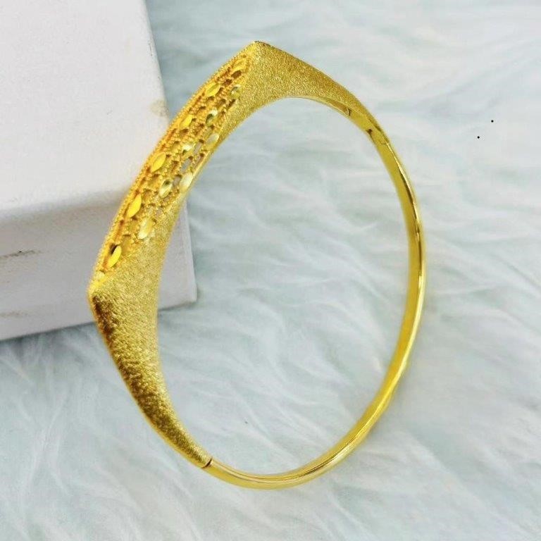 22K/Italy Stamped Yellow Gold Filled Bangle -60MM-Bonus Gift