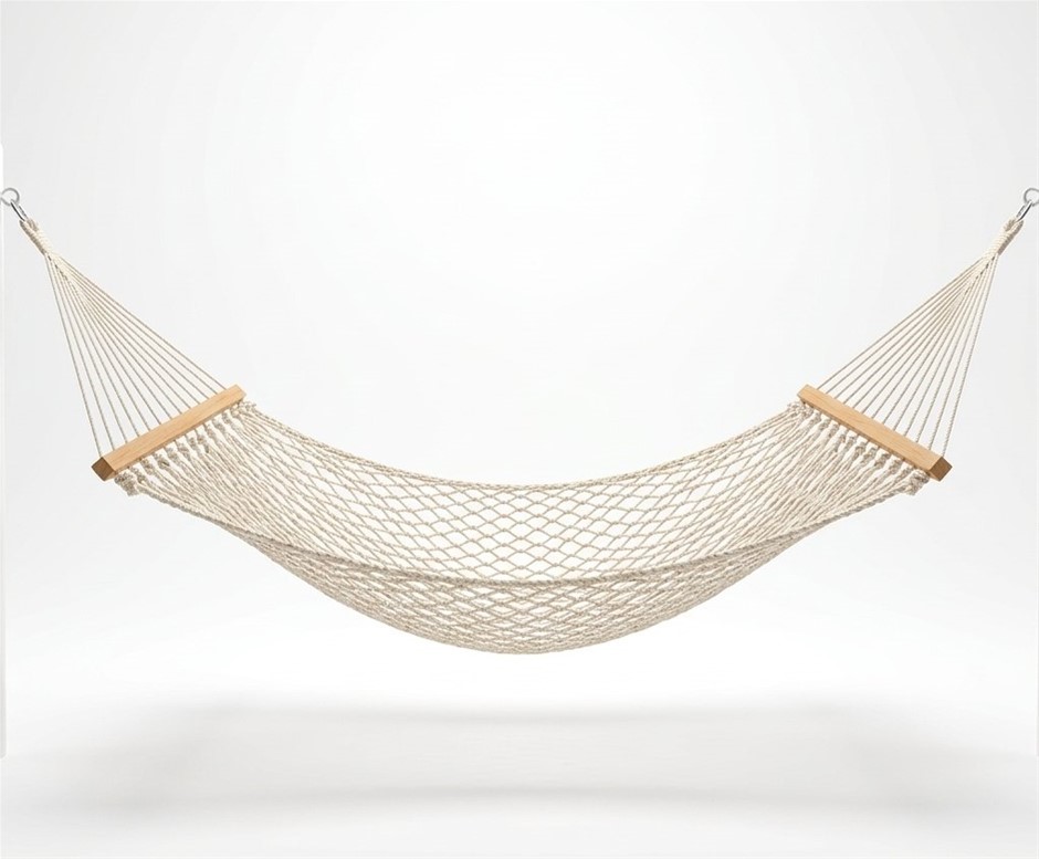 Handwoven Rope Hammock with Wooden Spreader Bars | Comfortable Indoor & Out