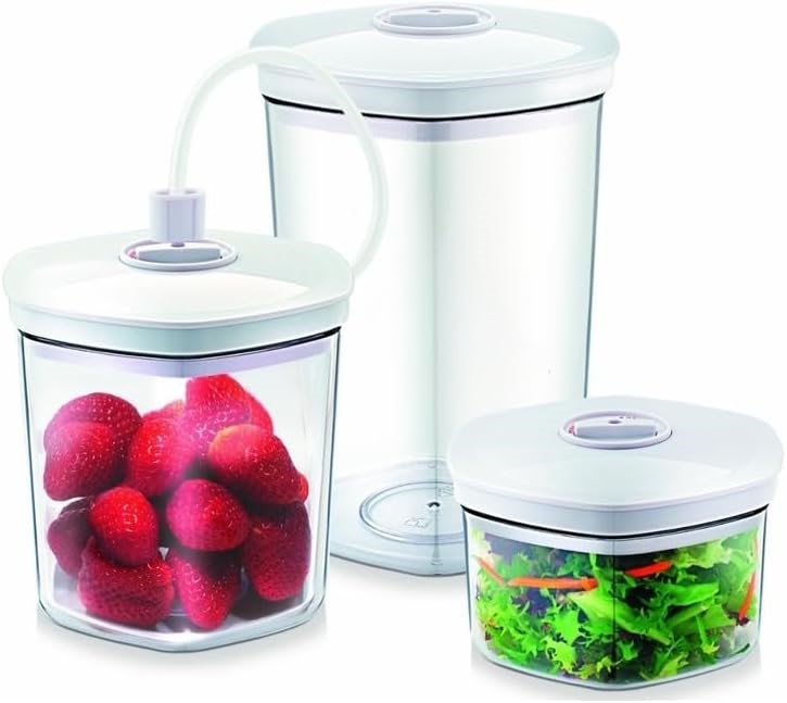 CASO Germany Vacuum Sealer Canister, Set of 3. Minor marks on lid.