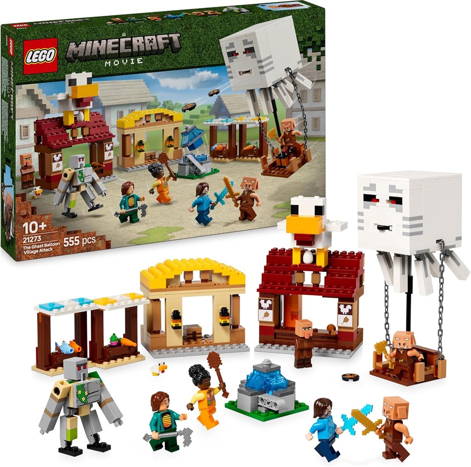 LEGO Minecraft The Ghast Balloon Village Attack, Kids Toy for 10+ Year Old