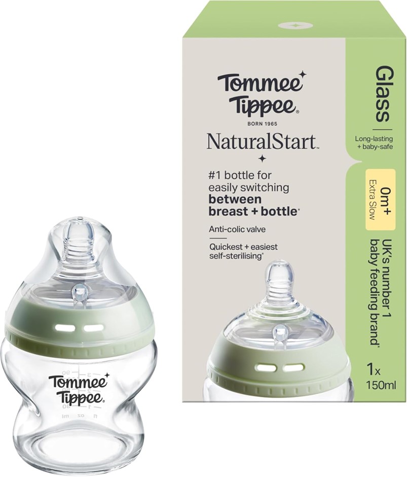 Tommee Tippee Baby Bottles, Natural Start Glass Anti-Colic Baby Bottle with