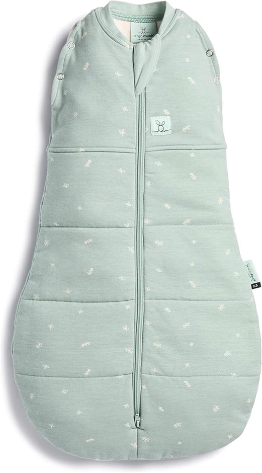 ERGOPOUCH Organic Cotton Cocoon Swaddle Bag, 0-3 Months, 2.5 TOG, Sage. NB: