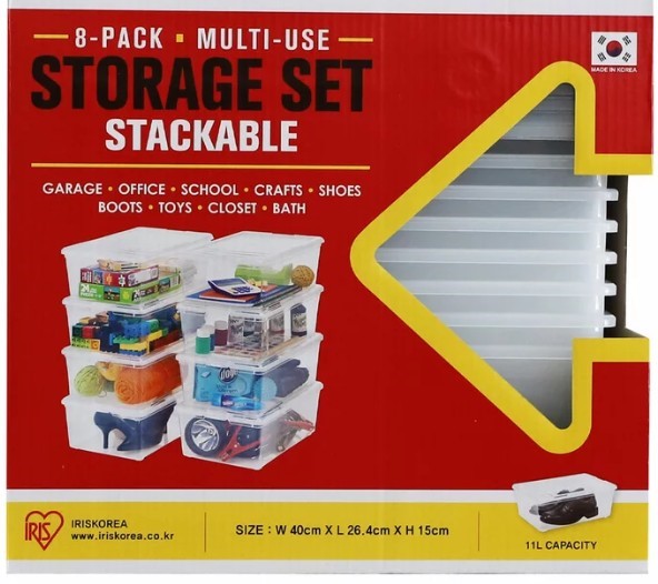 Iris Storage Box 11 Litre 8 Pack. NB: 1x missing pack