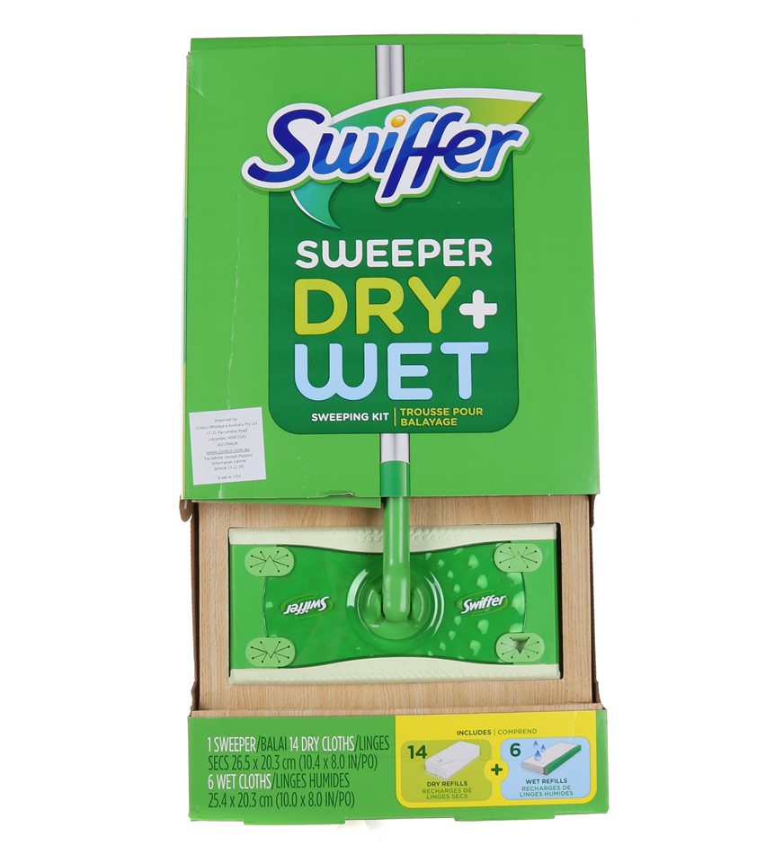 2 x SWIFFER Sweeper Dry + Wet Kit, Includes 6 Wet Mopping Cloths & 9 Dry Mo