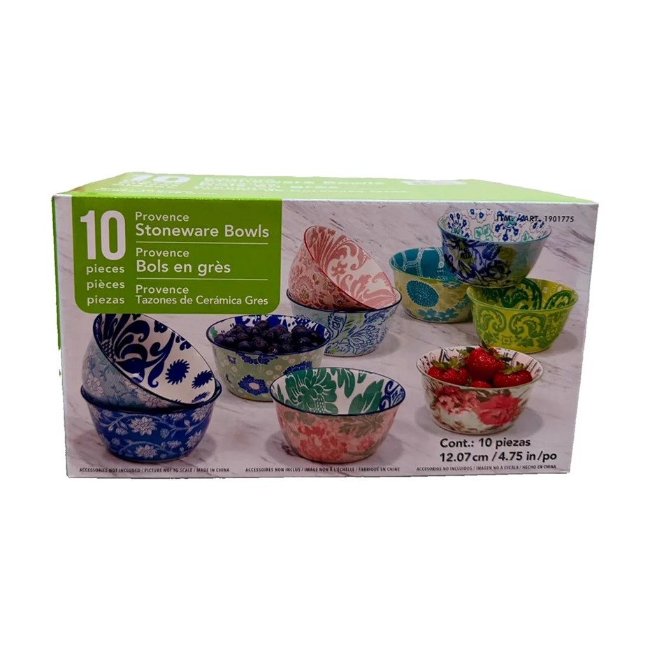 SIGNATURE 10pc Provence Stoneware Bowls. NB: Not in original packaging, 3 x