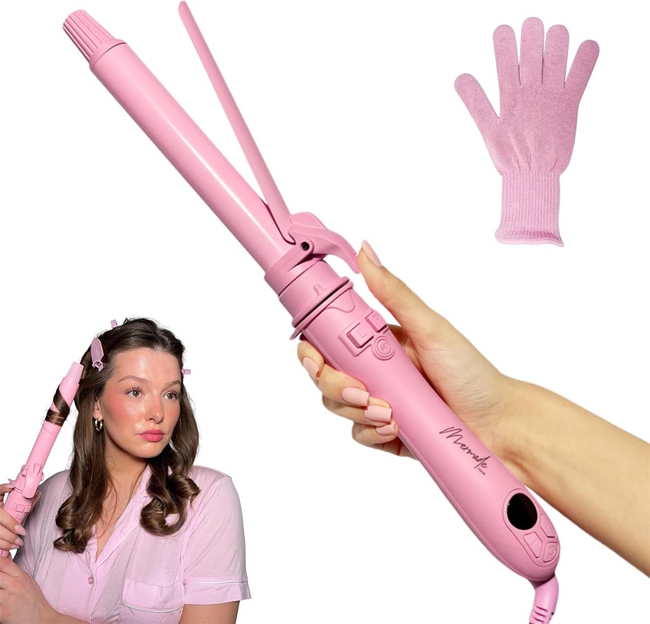 MERMADE Hair Spin Automatic Curler, 25 mm Size, Pink.