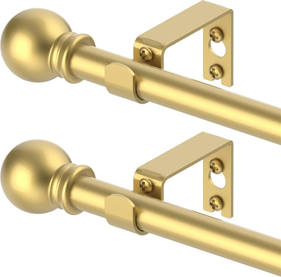 GXOACKJ 2 Pack Gold Curtain Rods for Windows 48 to 84-93 inch, 5/8 inch Spl