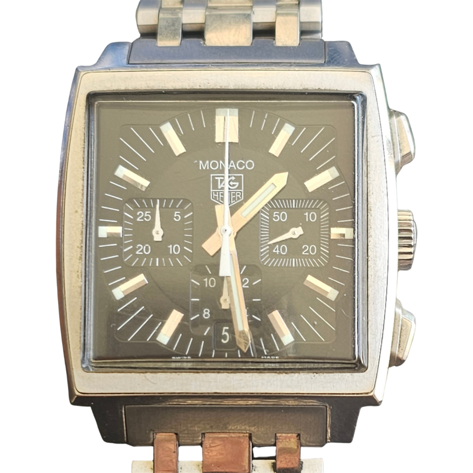 TAG HEUER MONACO CHRONOGRAPH 38MM STAINLESS STEEL CW2111.BA0780 BXO & COA