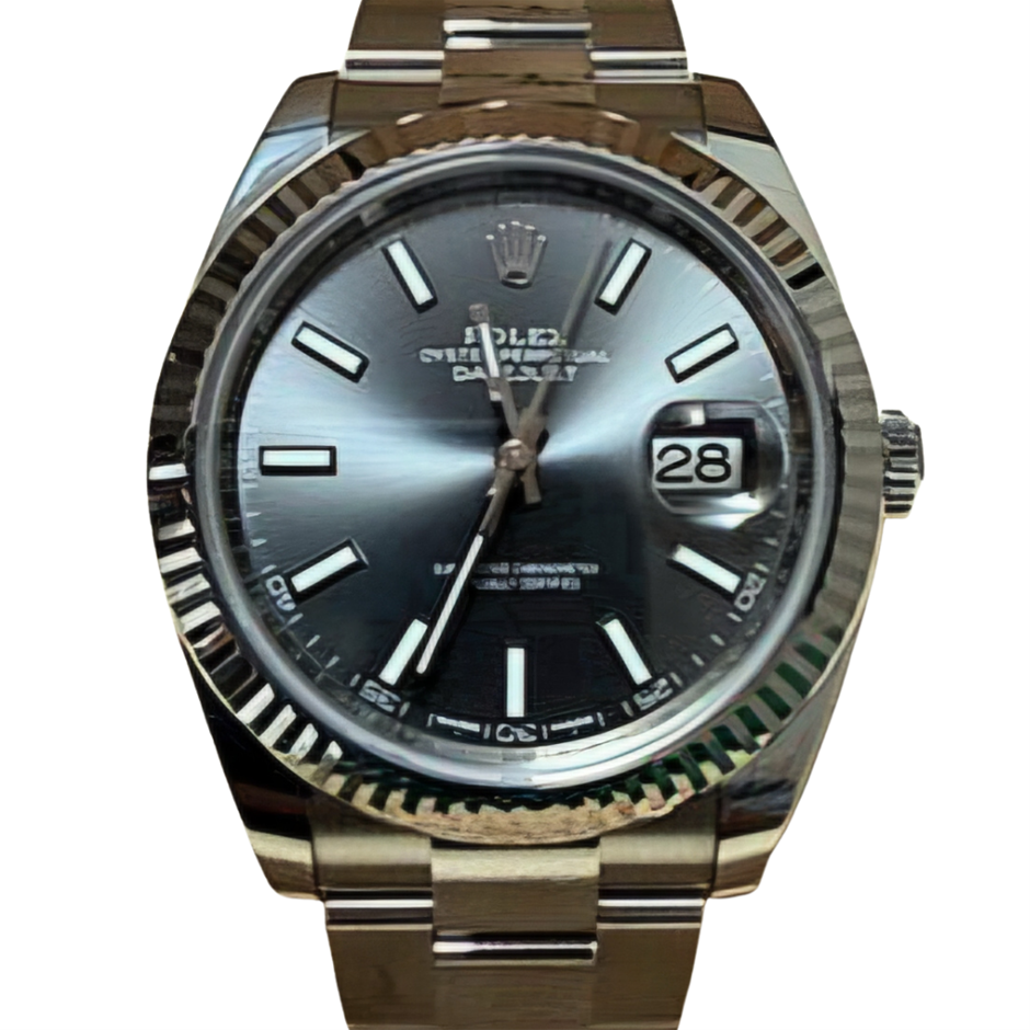 ROLEX DATEJUST 41 ROLESOR 126334 SLATE RHODIUM INDEX DIAL 41MM 2024 BXP&COA