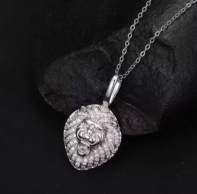 GRA Moissanite white Cut 925 Sterling Silver Lion Pendant-