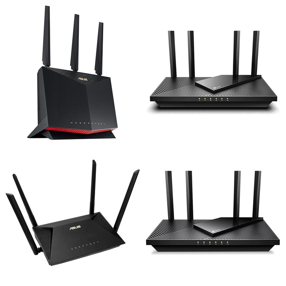 4 x Assorted Dual Band Wifi 6 Routers. 1 x ASUS RT-AX86U Pro (AX5700) WiFi
