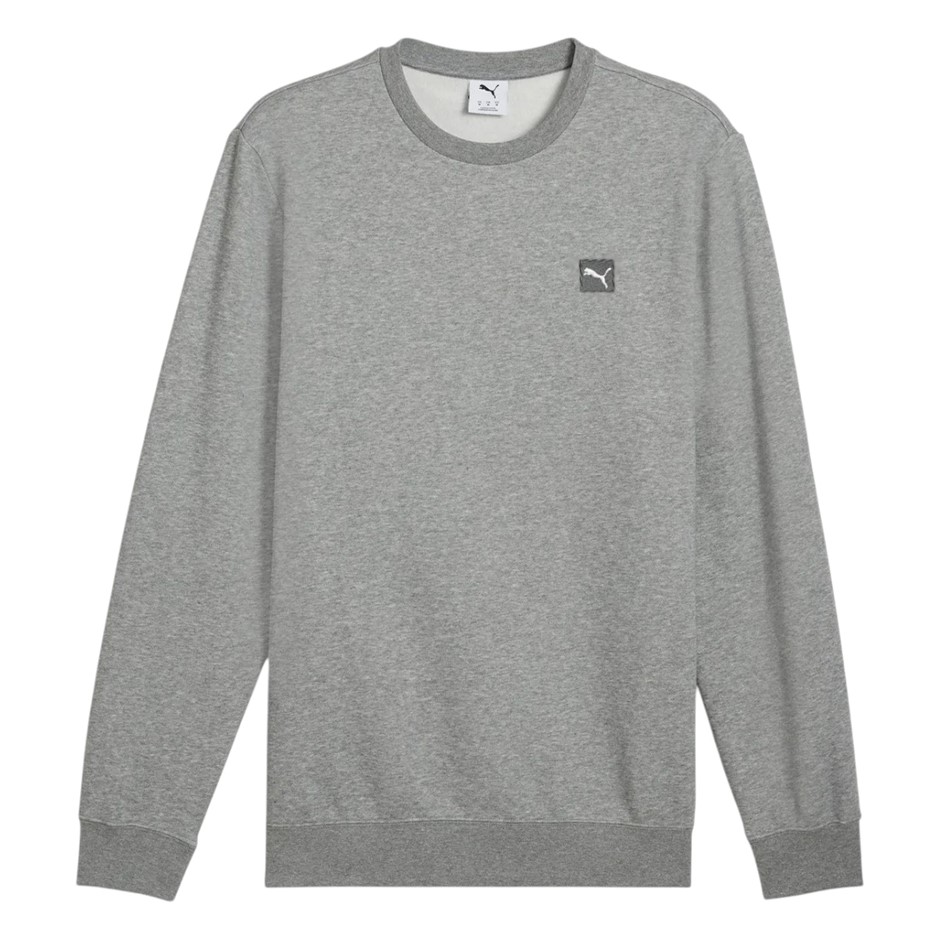 PUMA Men's ESS Elevated Crew Pullover, Size L, Medium Grey Heather (03), 19