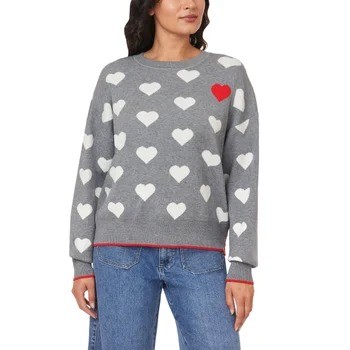 C&C CALIFORNIA Women's Sweater, Size L, Grey Heart. NB: tear/hole in one he