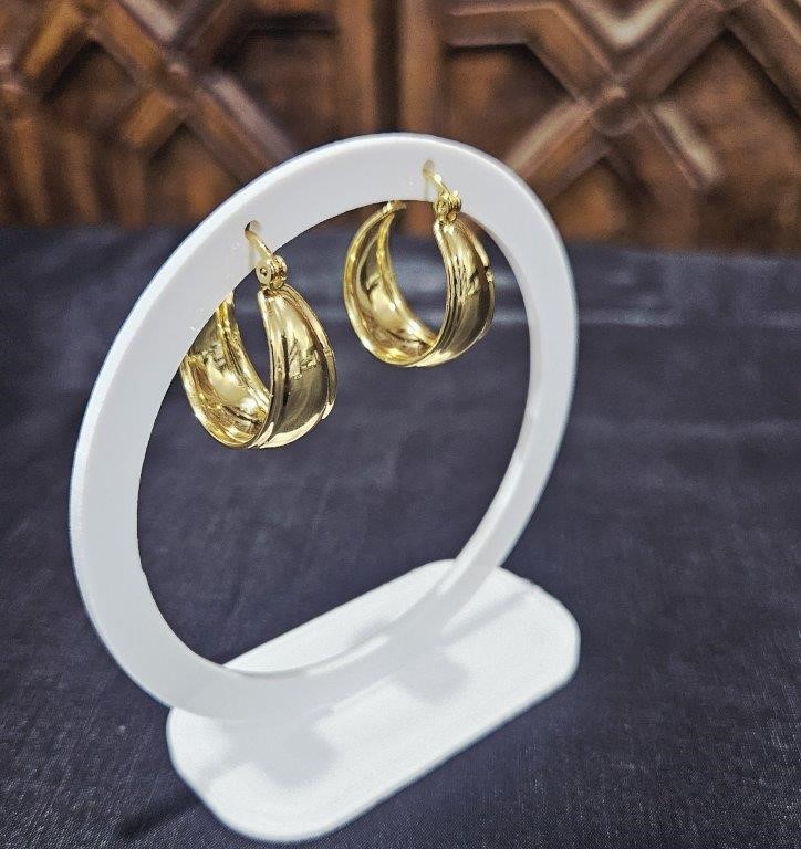 18K/Italy Yellow Gold Filled Earring -(stamped 18K/Italy)-Warranty Quality