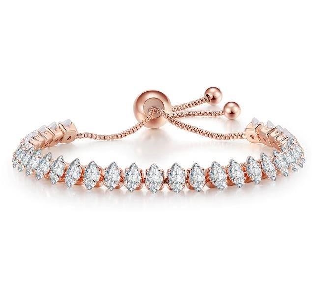 925 Sterling Silver Marquise Cut Tennis Bracelet Simulated Diamonds