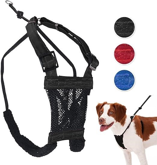 3 X SPORN Stop Pull Mesh Dog Harness Black Medium.
