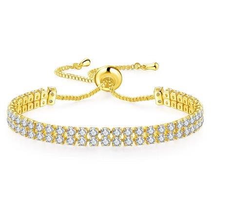 Two Rolls 925 Sterling Silver Tennis Bracelet Simulated Diamonds-adjustable