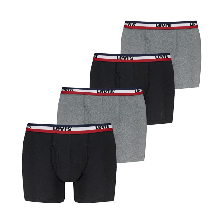 4-Pack LEVI'S Men's Boxer Briefs, Size M, 95% Cotton, Black/Grey.