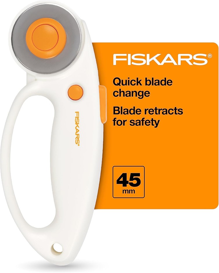 Fiskars 45mm Quick Change Rotary Cutter for Fabric - Steel Rotary Cutter Bl