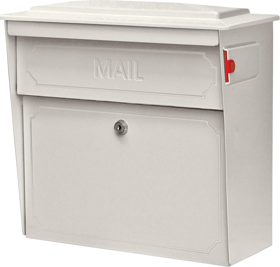 MAIL BOSS 7173 Townhouse Locking Wall Mount Mailbox, White.