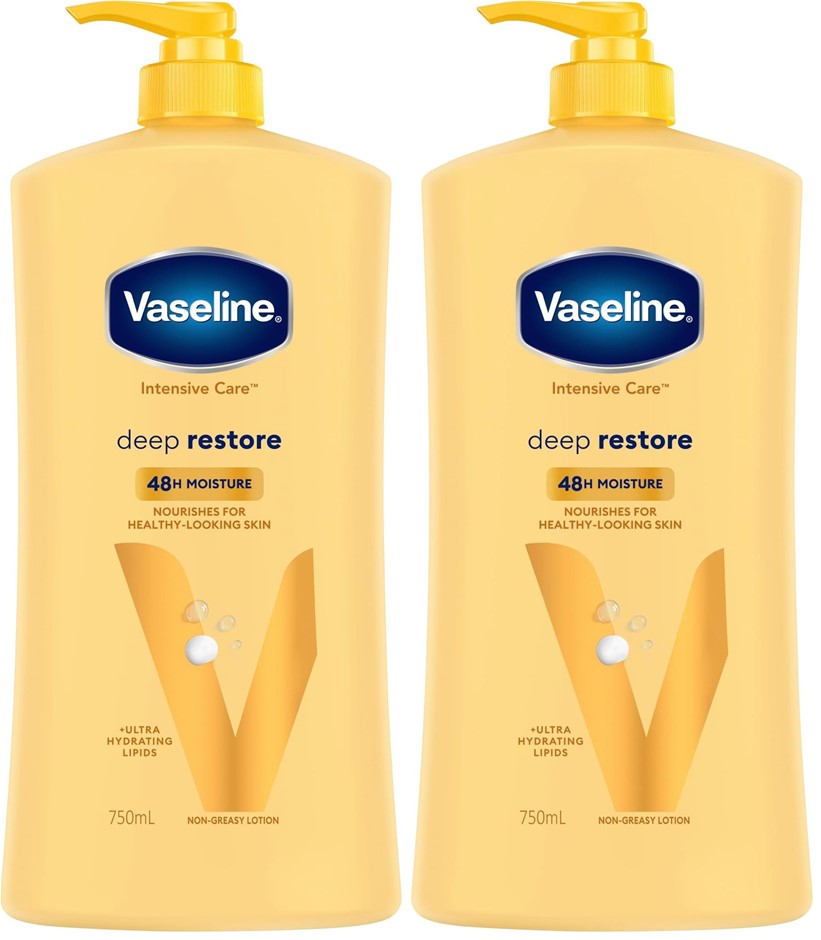 2 x VASELINE Intensive Care Deep Restore Body Lotion 750 ml